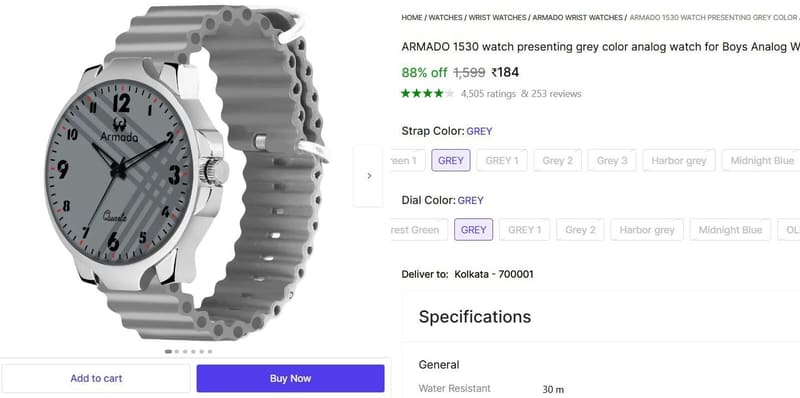 🔥  Analog Watch  - For Men @ ₹184