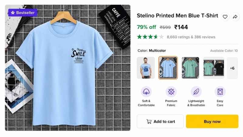 🔥 Stelino Men's T-Shirt @ ₹144