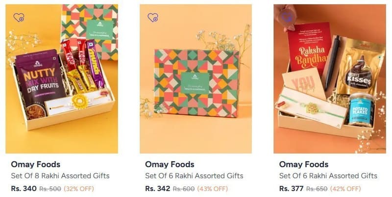 Myntra | Buy omay foods assorted gifts set of Rakhi starting at Rs 340/-🔥