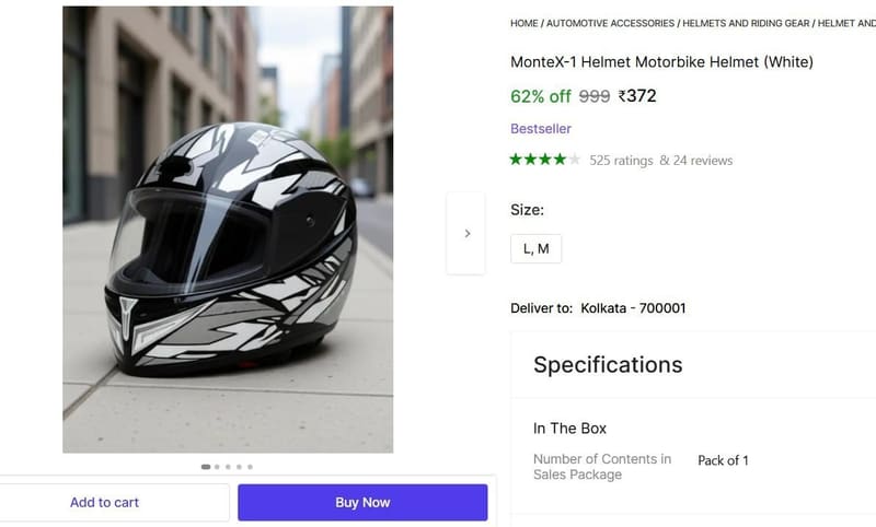 🔥  Full Face Motorbike Helmet @ ₹372
