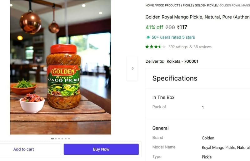 🔥  Mongo Pickle, 400gm @ ₹117