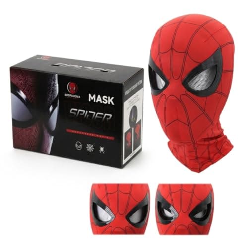 🛒 SHOPOGENIX Kids Superhero Mask Costume – Full Face Stretchable Cosplay Mask with Breathable Mesh Eyes | Halloween, Birthday Party, Fancy Dress & Role Play Costume for Boys & Girls (Red)