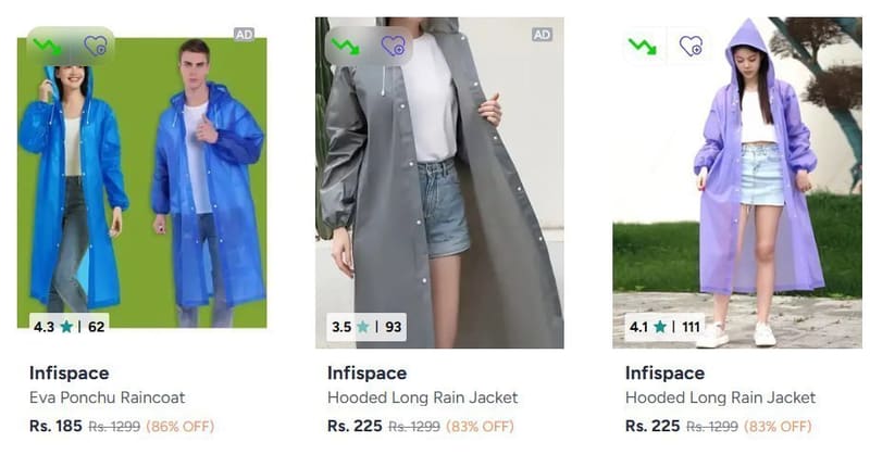 Myntra | Upto 86% Off On Infispace Raincoats Starting from @185