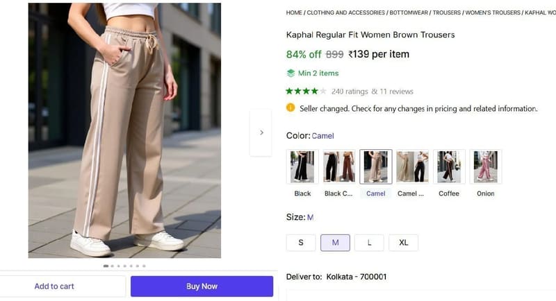 🔥  Women Regular Fit Trousers @ ₹139