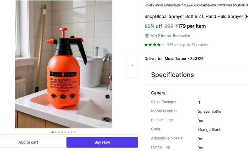 🔥  2 L Hand Held Sprayer @ ₹179
