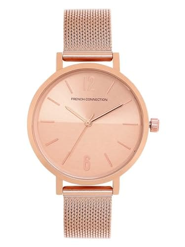 French Connection Stainless Steel Analog Rose Gold Dial Wome...