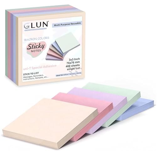 🛒 Macaron Sticky Notes 400 Sheets Cube (4 Colors x 100 Sheets Each) – Self Adhesive, Strong Stick, Vibrant Pastel Colors, Ideal for School, Office & Home (7.6 x 7.6 cm)