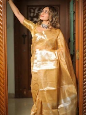🔥 R K Group Woven Design Zari Tissue Saree ✨