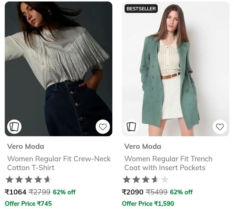 Ajio | Vero Moda & Only Min 60% off