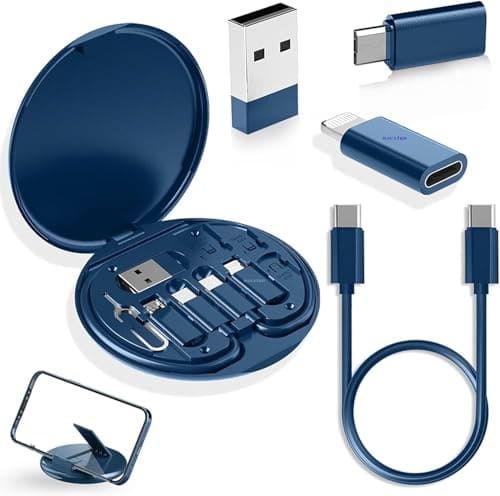 🛒 NOCXTUN All in one 60W USB Fast Charging Travel Data Cable Set Multifunctional Conversion Head Portable Multi-Type Charging Connector USB TypeC Adapter Sim Storage with Sim Eject Pin and Mobile Stand