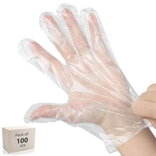 🛒 Robustt Disposable Hand Gloves - Transparent (100 Pcs) | Reusable, Anti Bacterial Food Safe Gloves For Hair-dye, Clinics, Hotels, Salons, Kitchen (Universal Fit)