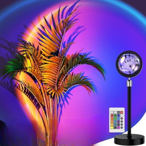 🛒 Desidiya® 16-Color LED Night Light Sunset Lamp with Remote & USB – 360° Rotating Projection Light for Room Ambience, Wall Decor, Photography & Mood Lighting