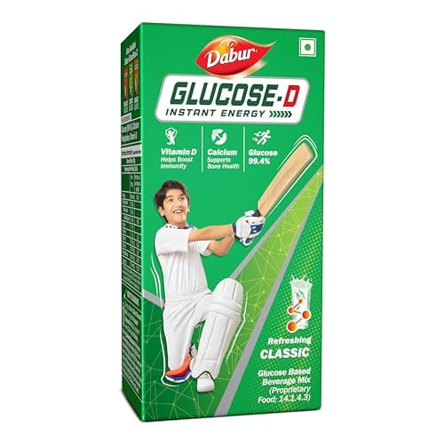 🛒 Dabur Glucose-D Instant Energy Drink Powder - 1kg (Carton)| Enriched with Vitamin D & Calcium | 99.4% Glucose Quick Energy Replenishment Formula | Easy to Mix Refreshing Drink