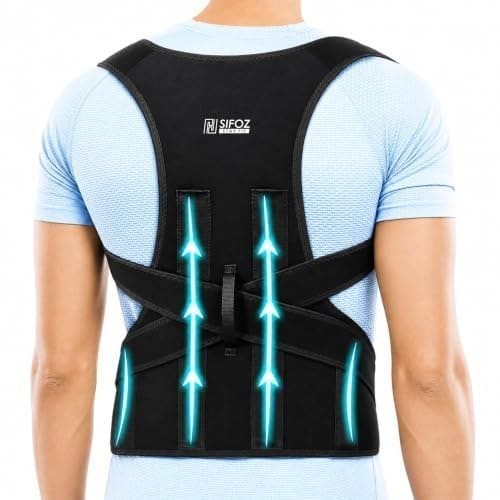🛒 Sifoz Free Size Posture Corrector For Men And Women Back Support Belt Back Pain Back Straight And Shoulder Support Belt (Universal Size) (Metallic Belt) (Posture Corrector Belt)