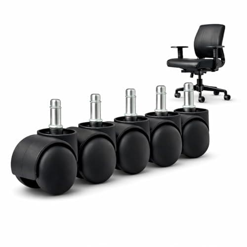 🛒 SELTOS Heavy Duty Pin Type Nylon Office Chair Wheels - Set of 5 Black Casters with 250 kg Load Capacity