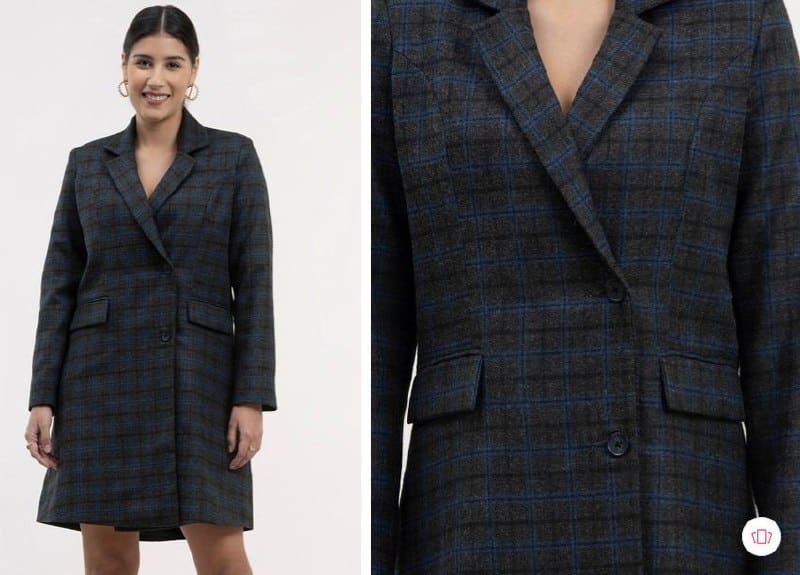 🔥 Fable Street Grey Checked Formal Shirt Dress 🩶👗