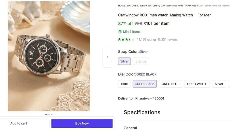 💥 Analog Watch - For Men's @ ₹101