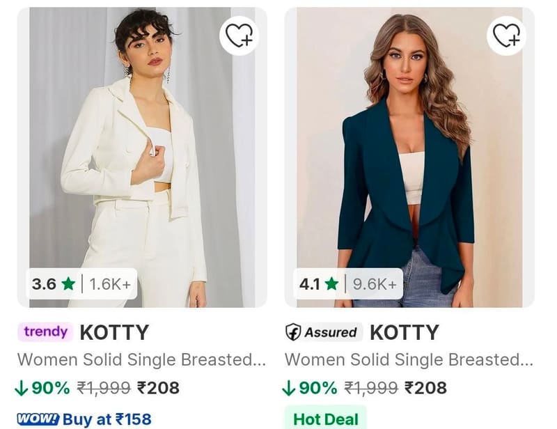 Flipkart | Women's Readymade Blazers Starting @ Rs.208