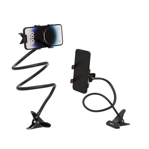 🛒 Amazon Basics Tabletop Stand for Mobile, Tablet and E-Reader, Clip Mount, Multi-Angle, Foldable, Lazy Bracket, Universal Compatibility