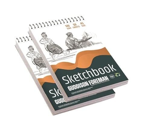 🛒 Sketchbook A5 | 50 Sheet 100 Pages | 140GSM | Pack of 2 | Durable Acid Free Drawing Paper |Top Spiral-Bound Sketchpad for Artists Kids & Professionals for Marker Colored Pencil Charcoal