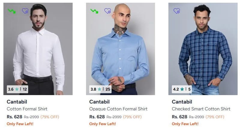 Myntra | Flat 70-80% Off On Cantabil Clothing.