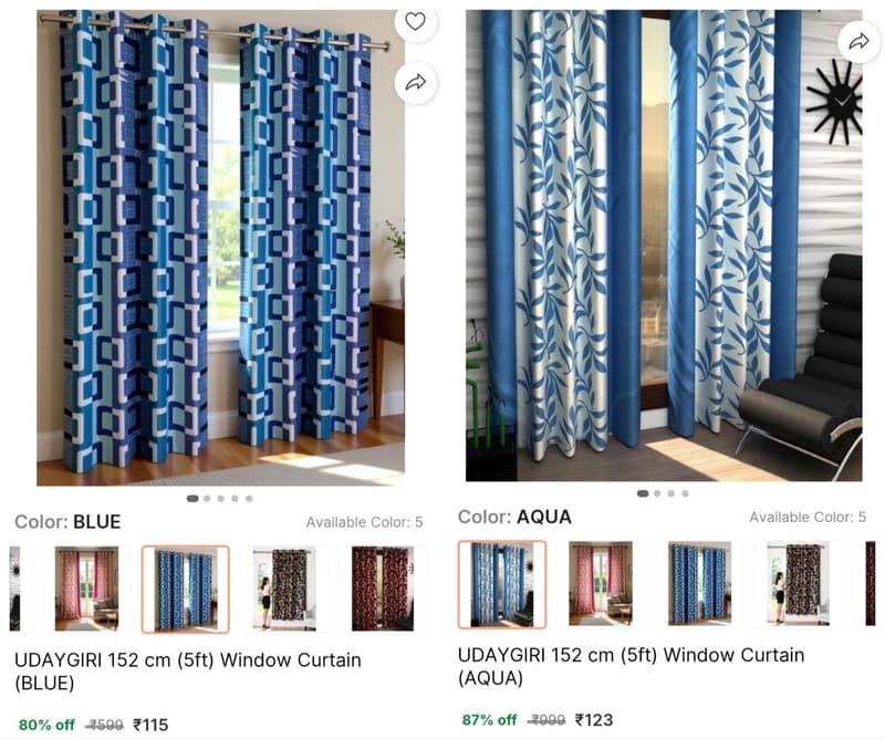 🔥  GRAB : Curtains (5ft) Under ₹150.