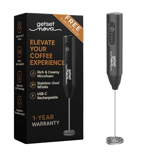 🛒 Nova Electric Milk Frother for Coffee - Rechargeable Coffee Frother, Beater, Blender & Mixer | Handheld Coffee Whisker for Cold Coffee, Latte & Cappuccino | Mini Coffee Maker Machine for Home (Black)