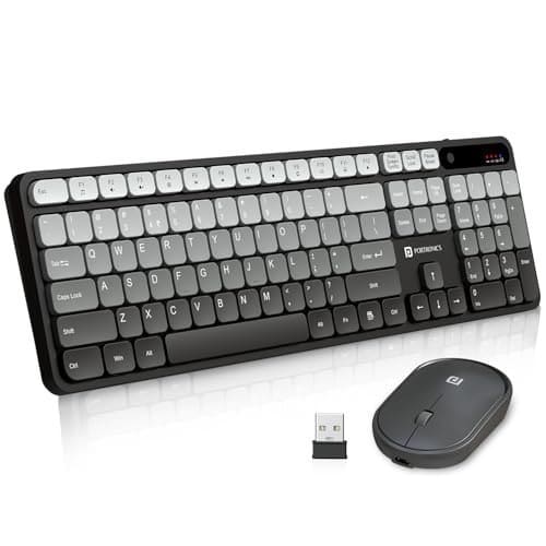 🛒 Portronics Key11 Combo Rechargeable Wireless Keyboard and Mouse Set, Bluetooth 5.3&2.4GHz Wireless,Type-C Fast Charging,Gradient Keys, Noiseless Typing, High Precision Mouse, for PC&Laptop(Grey)