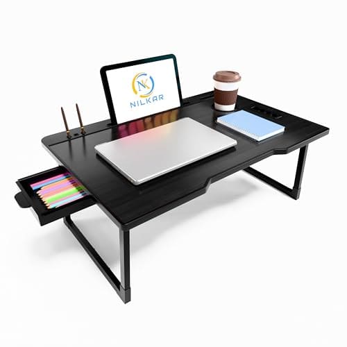 🛒 NILKAR Study Table Bed Table Premium Laptop Table/Foldable and Portable Wooden/Writing Desk for Office/Home/School (COTTED BLACK)