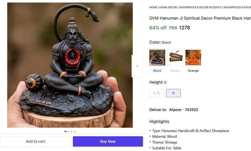 🔥  Hanuman Ji Spiritual Decor Premium Murti @ ₹278