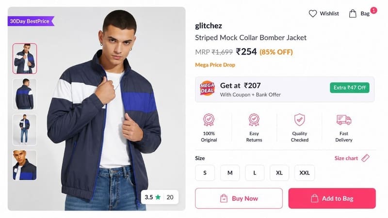 Men's Bomber Jacket @ ₹254