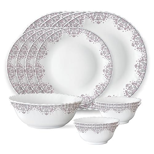 Larah by Borosil Lark Fluted Series Opalware Dinner Set | 13...