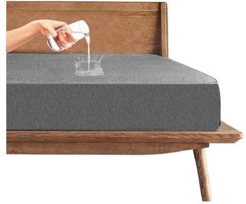 🛒 Trance Cotton Feel Terry Ultra Soft Waterproof Mattress Protector | Breathable - Hypoallergenic Mattresses Cover (72x48 inch | 6x4 feet, Grey - Pack of 1)
