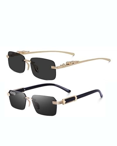 🛒 mashamart UPSTOXY MC STAN Rimless Frames (COMBO OF 2) Luxury Sunglasses For Men & Women (Black & Brown)