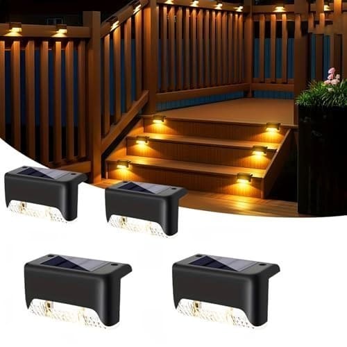 🛒 OBSYDIUM Waterproof Outdoor Solar Lights for Home Balcony Wall Light, Terrace Garden Decoration Solar Lamp Solar Powered Lights for Deck Stair Step Gate Boundary Fence (4, Standard)