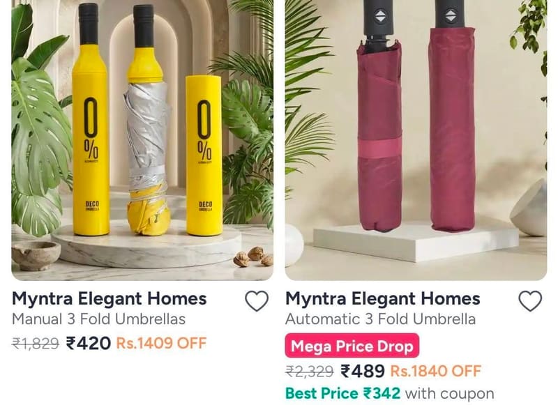 Myntra | Umbrella Starting at 465/-  + Additional Coupon