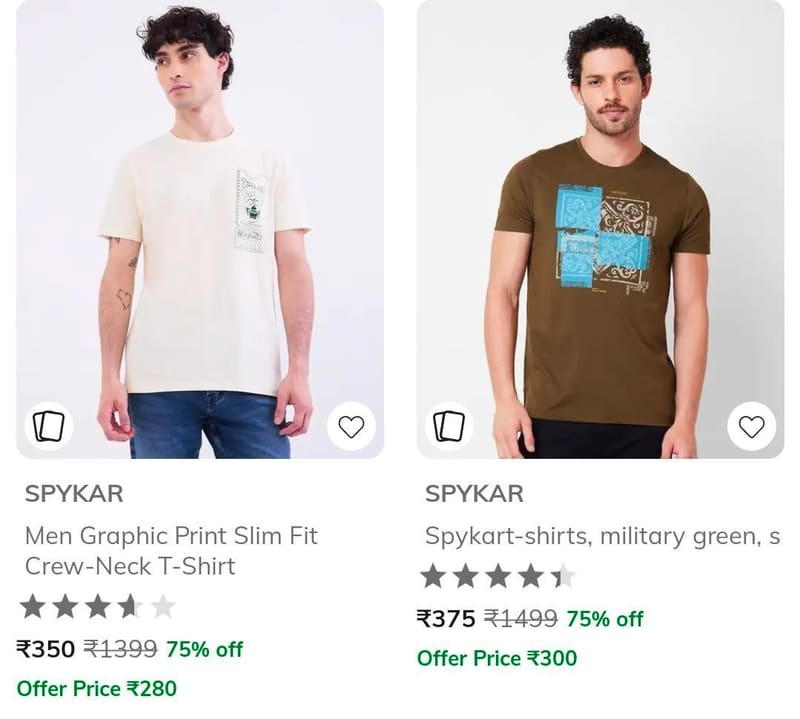 AJIO : Upto 75% Off On Spykar Clothing.