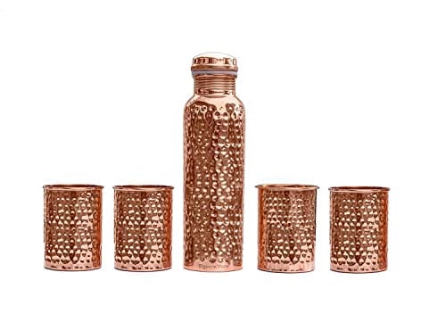 Signoraware Copper Bottle with 4 Glasses (900 Ml Bottle + 4 ...