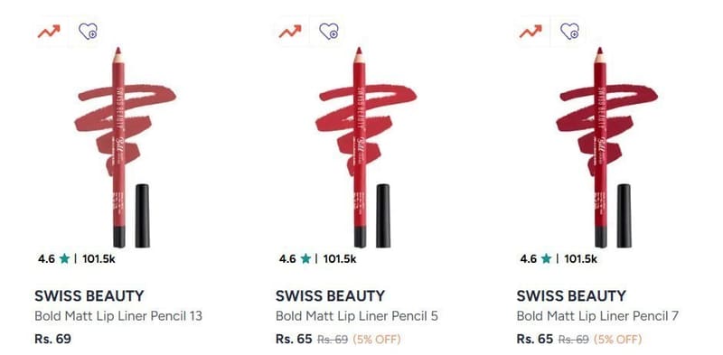 Myntra |   Swiss Beauty Lip Liner Under ₹99