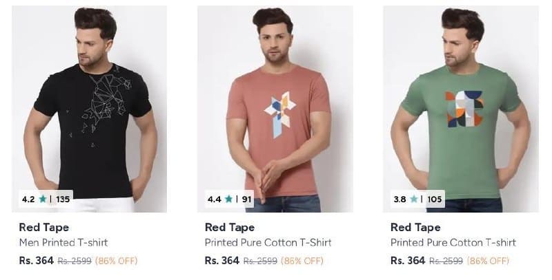 Upto 86% Off - Red Tape Mens Clothing