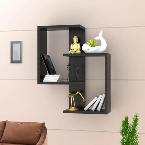 Furniture Caf Modern Wooden Wall Mounted Shelf  Intersecting...