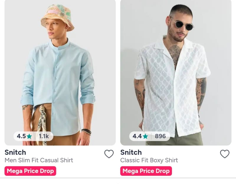 Min 80% Off On Snitch Mens Clothing.