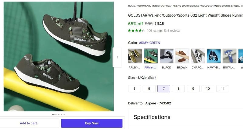 🔥  GOLDSTAR Shoes For Men @ ₹349
