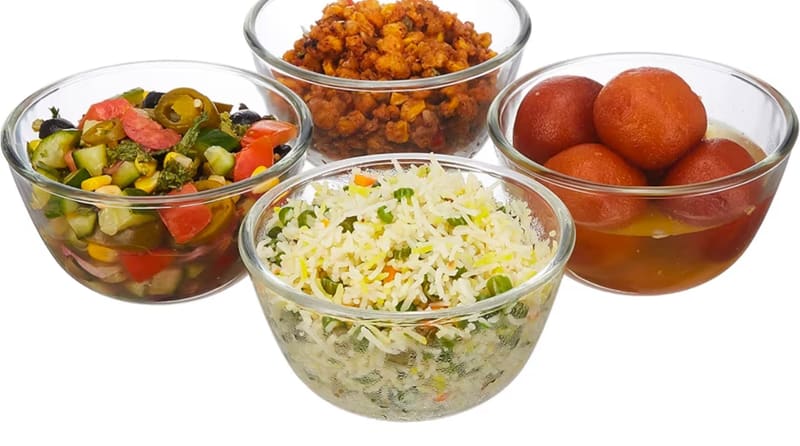 Amazon Solimo Borosilicate Glass Mixing Bowl Set of 4, 550ml for ₹386.