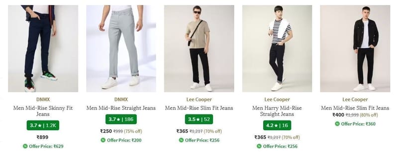 AJIO : Upto 85% Off On Mens Jeans