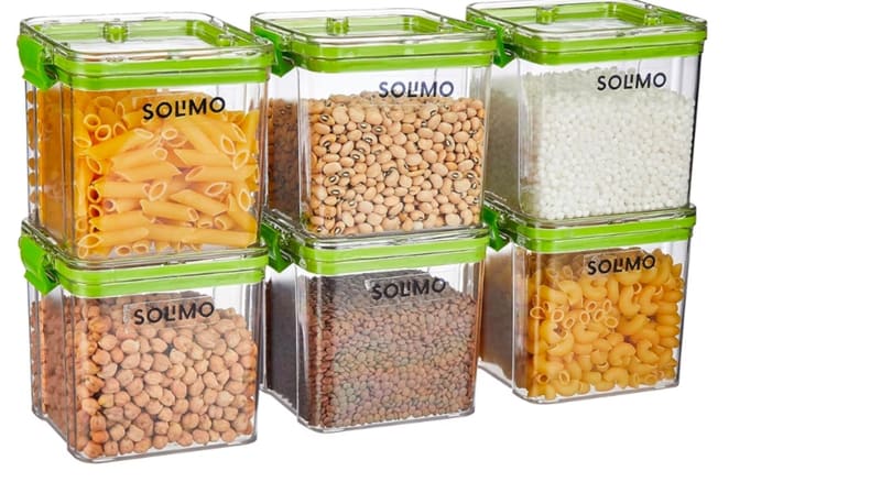 Amazon Solimo Plastic Multipurpose Airtight Containers for Kitchen, 6x700ml Green for ₹433