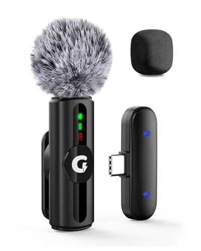 🛒 GRENARO Mic for YouTube Wireless, 3-Level Adjustable Noise Reduction Mic Wireless,S12 Wireless Microphone for Youtubers with LED Indicator Light (Single Channel Type-C Port Version)