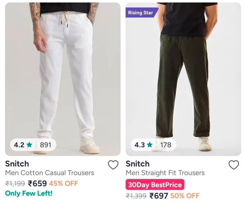 Myntra Loot : Snitch Men’s Cargo Trousers Starts @813
