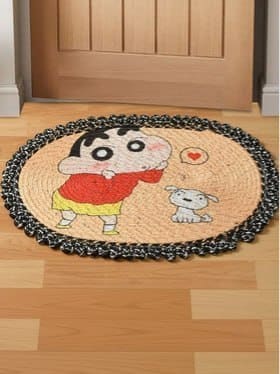 🚪 FINE TEX WORLD Yellow & Black Printed Soft & Thick No-Shredding Doormat