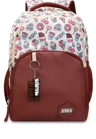 🎒 PRIORITY Printed School Backpack with Keychain - 25 L